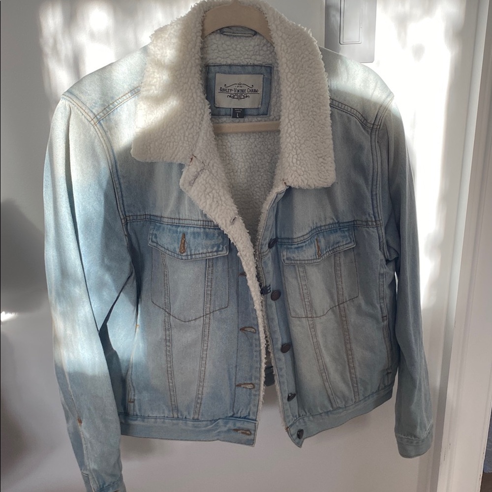 Light Blue Denim Jacket with Sherpa Lining